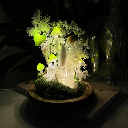 Radiant Life: Clear Quartz & Blooming Meadow Energy Lamp | Handmade Crystal Mushroom Lamp