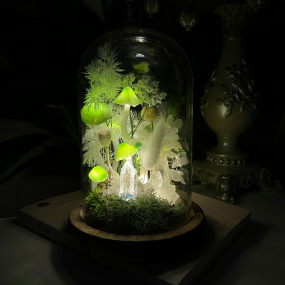 Radiant Life: Clear Quartz & Blooming Meadow Energy Lamp | Handmade Crystal Mushroom Lamp