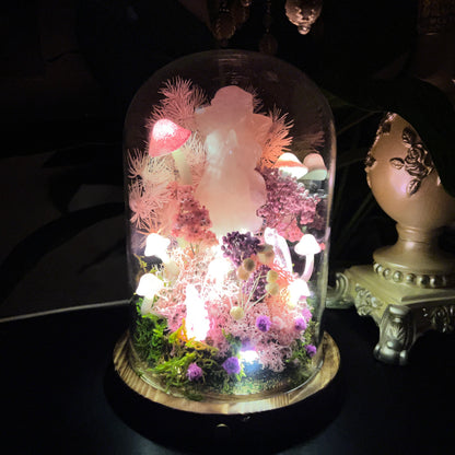 Enchanted Rose Quartz Angel Mushroom Night Light | Eternal Moss Dome for Self-Love & Harmony