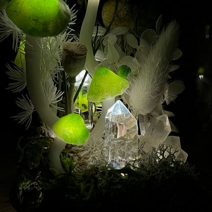 Radiant Life: Clear Quartz & Blooming Meadow Energy Lamp | Handmade Crystal Mushroom Lamp