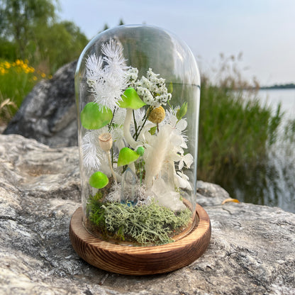 Radiant Life: Clear Quartz & Blooming Meadow Energy Lamp | Handmade Crystal Mushroom Lamp