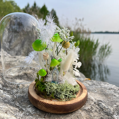 Radiant Life: Clear Quartz & Blooming Meadow Energy Lamp | Handmade Crystal Mushroom Lamp