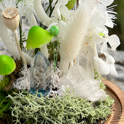 Radiant Life: Clear Quartz & Blooming Meadow Energy Lamp | Handmade Crystal Mushroom Lamp