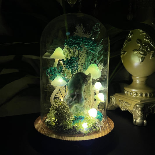 Ocean Whisper: Natural Hemimorphite & Eternal Seafoam Meadow Lamp | Handmade Crystal Mushroom Lamp
