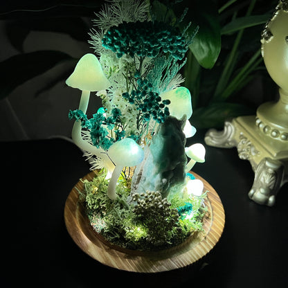Ocean Whisper: Natural Hemimorphite & Eternal Seafoam Meadow Lamp | Handmade Crystal Mushroom Lamp