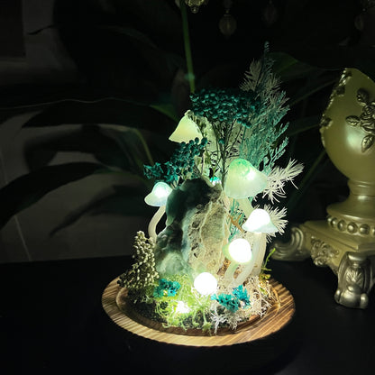 Ocean Whisper: Natural Hemimorphite & Eternal Seafoam Meadow Lamp | Handmade Crystal Mushroom Lamp