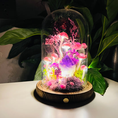 Violet Serenity: Natural Amethyst Point & Enchanted Midnight Forest | Handmade Crystal Mushroom Lamp