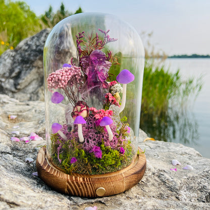 Mystic Glow: Fluorite Praying Angel & Enchanted Forest Night Light | Handmade Crystal Mushroom Lamp