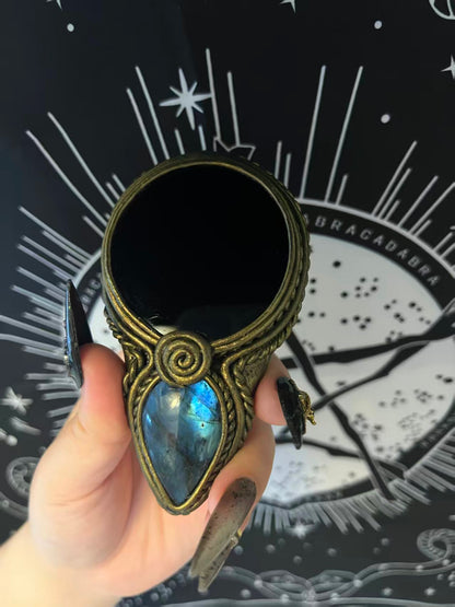 Handmade Natural Black Obsidian Scrying Mirror/Magic Obsidian Witch Mirror/Crystal Quartz Mirror/Manifest Altar Tool