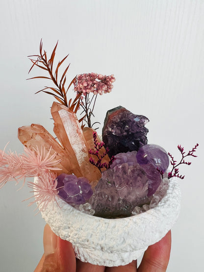 Amethyst, clear quartz crystal garden, home decoration