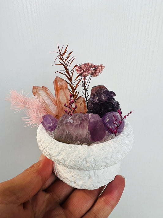 Amethyst, clear quartz crystal garden, home decoration