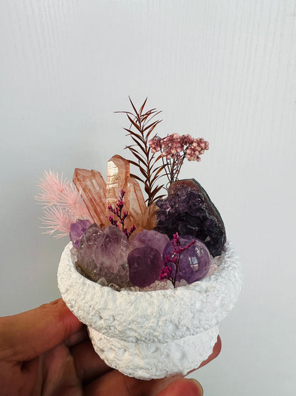 Amethyst, clear quartz crystal garden, home decoration