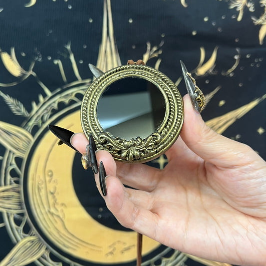 Handmade Natural Black Obsidian Scrying Mirror pendant Magic Obsidian Witch Mirror/Crystal Quartz Mirror/Manifest Altar Tool