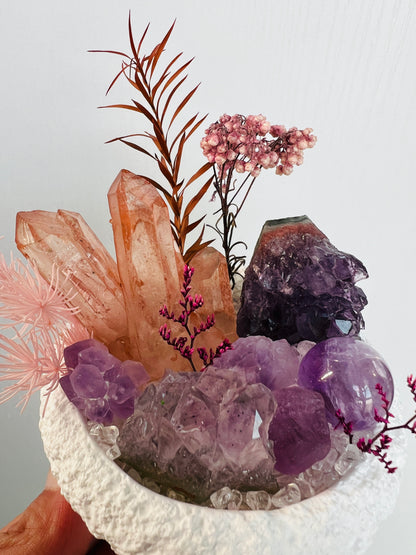 Amethyst, clear quartz crystal garden, home decoration