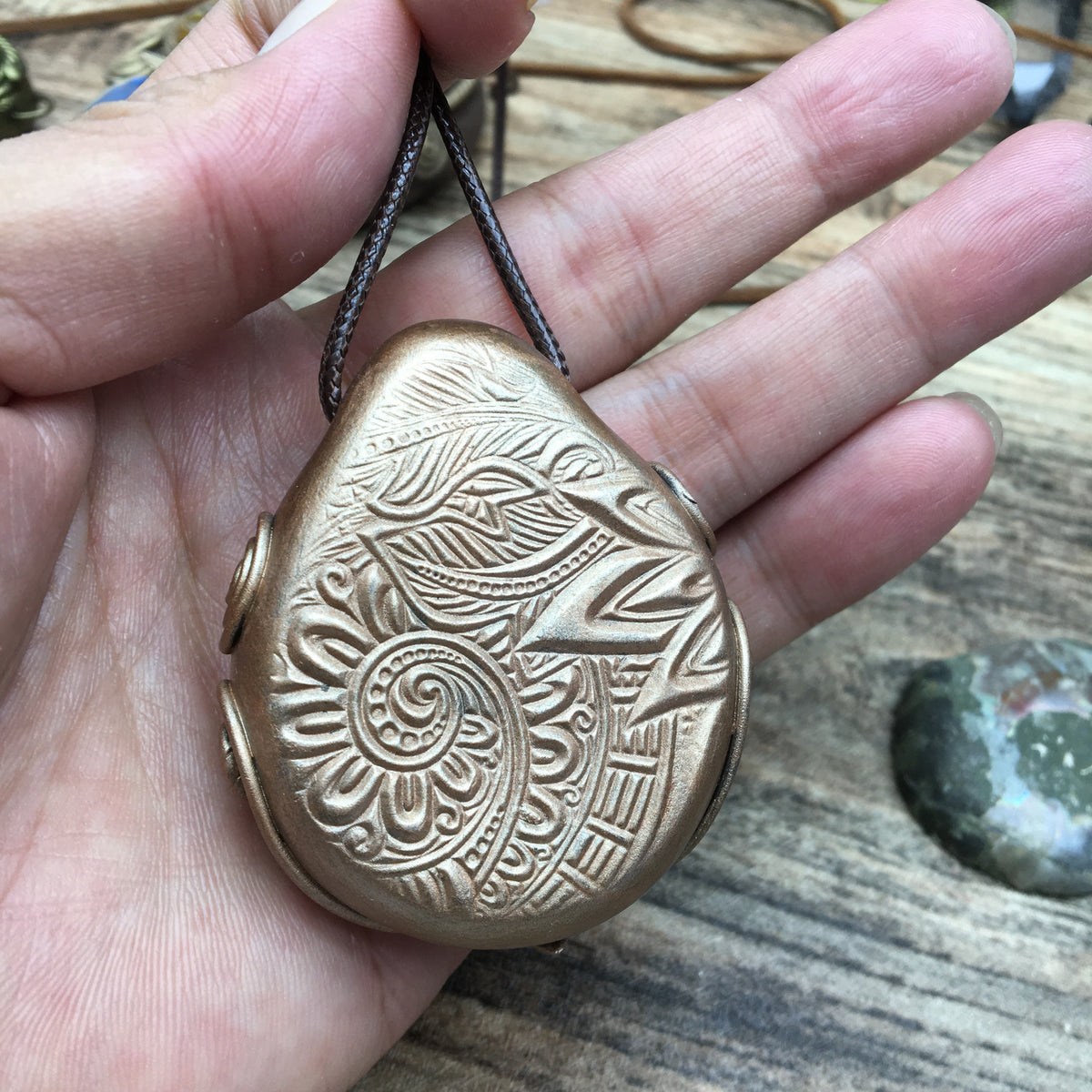 Natural Ammonite Fossil & Blood Amber Pendant Necklace - Handcrafted pendant Jewelry